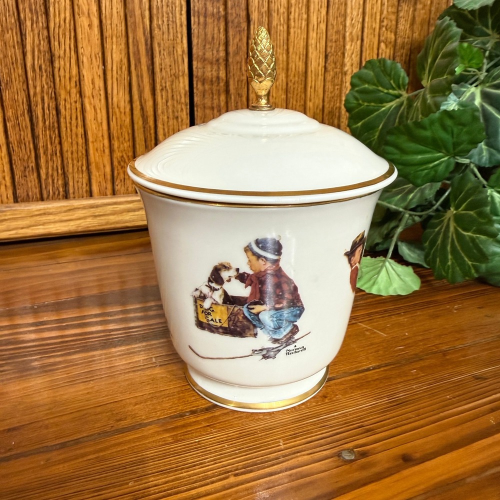 Gorham Norman Rockwell A Boy and His Dog Jar 1979 White Gold Excellent Limit Ed